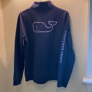 Vineyard Vines 1/4 zip. Women’s LARGE. BLUE w/pink screened logo/detail